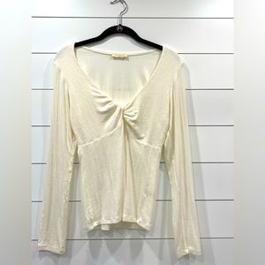 Cream long sleeve front loop top